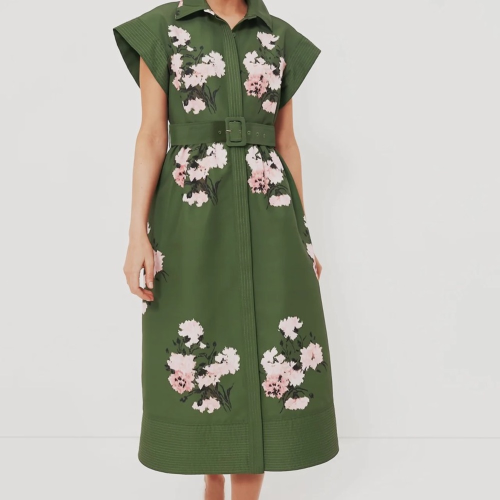 NEW Tuckernuck Olive and Pressed Powder Floral Chloe Dress